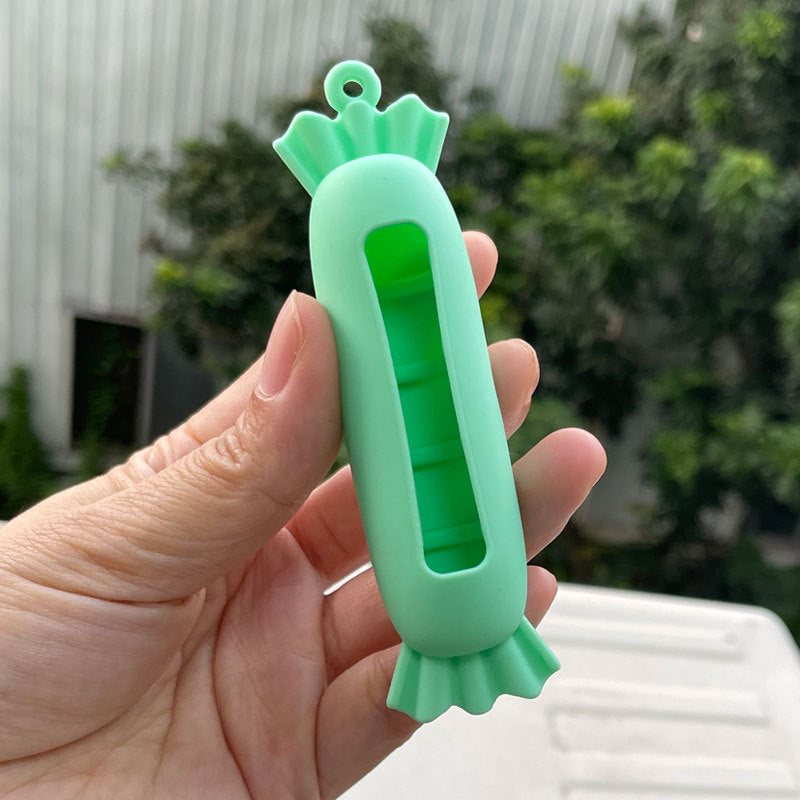 Wholesale Lipstick case silicone protective case bow lipstick bag keychain