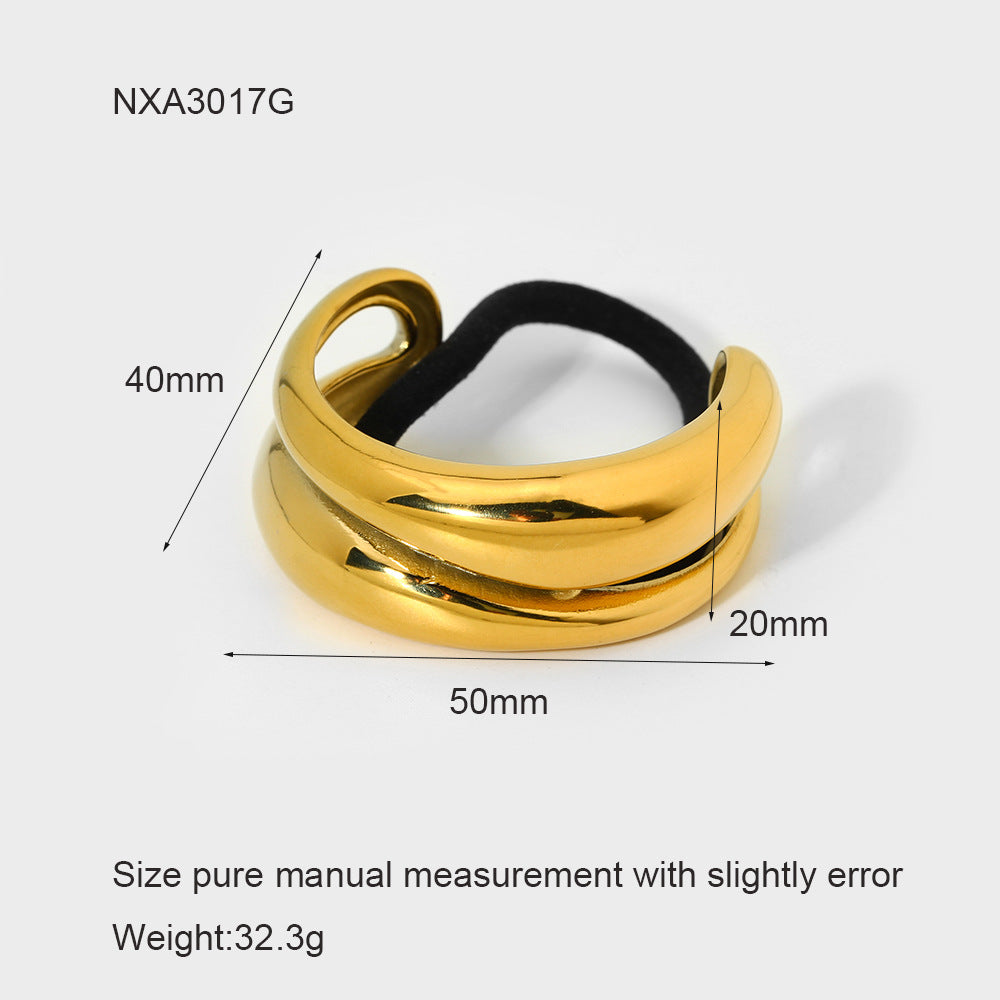 Wholesale Stainless Steel Metal High-grade Ins Rubber Band Love Bow Ponytail Hair Rope