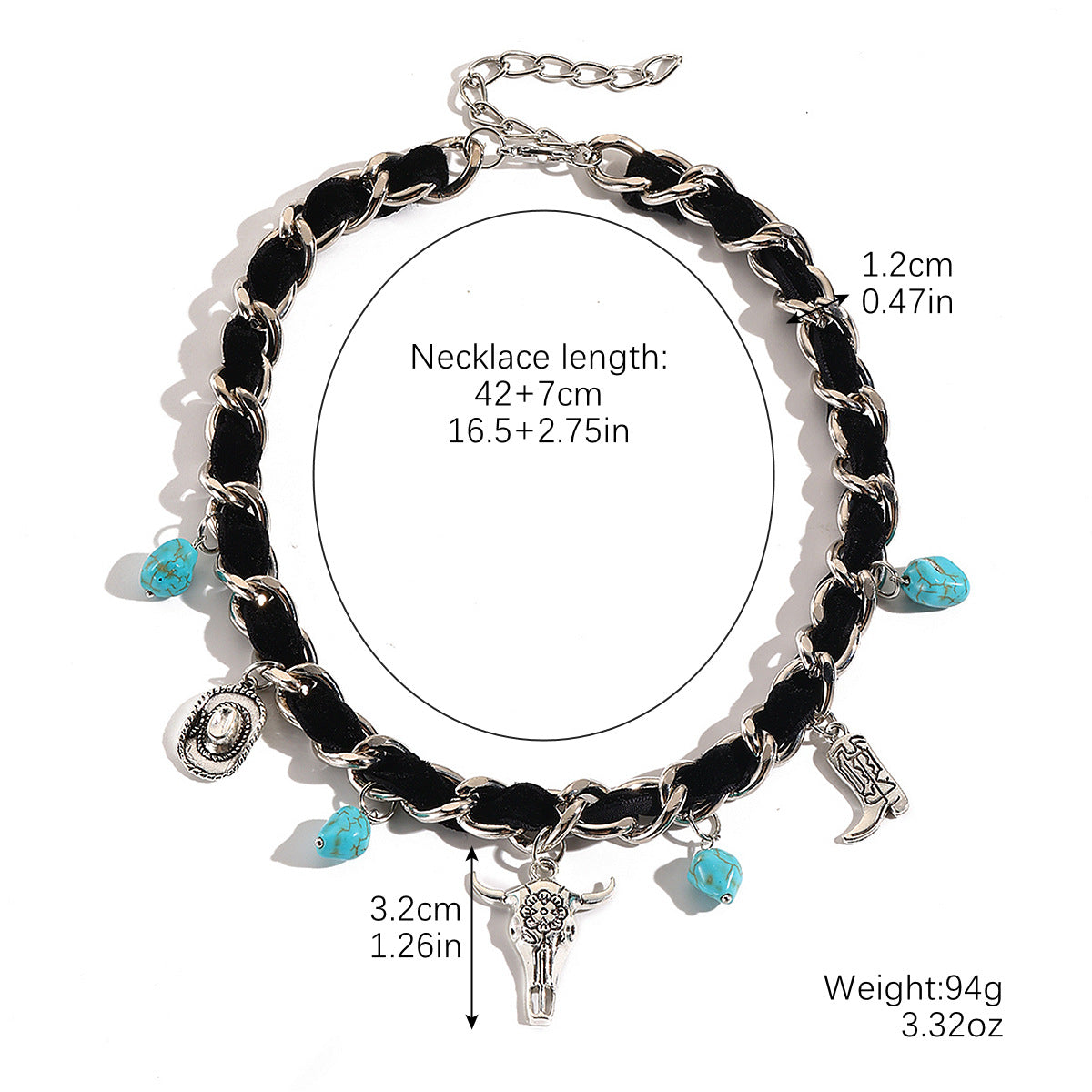 Wholesale Western Cowboy Turquoise Leather Necklace