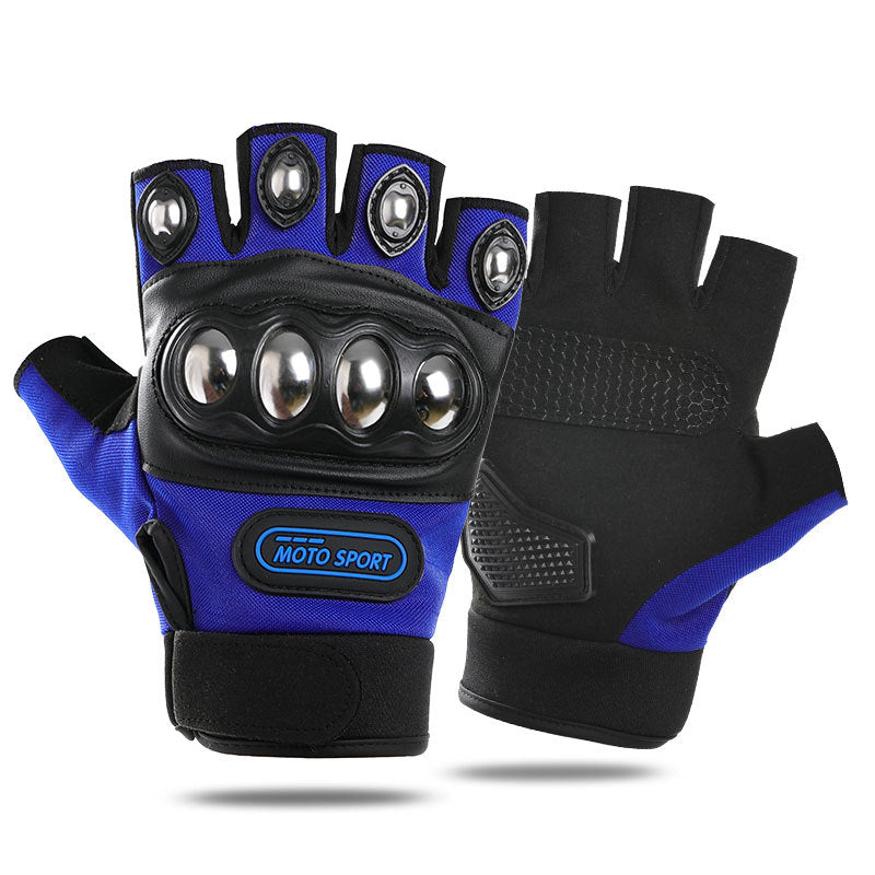 Wholesale Microfiber Shock Absorption and Wear-resistant Steel Shell Half Finger Cycling Gloves