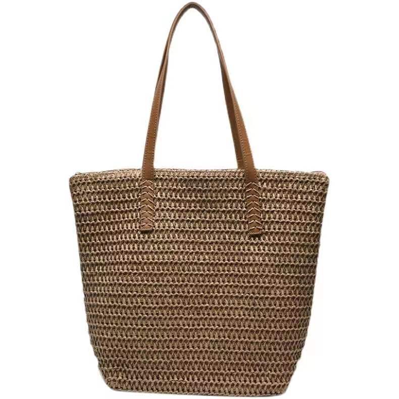 Wholesale Single Shoulder High-capacity Beach Grass Woven Bags