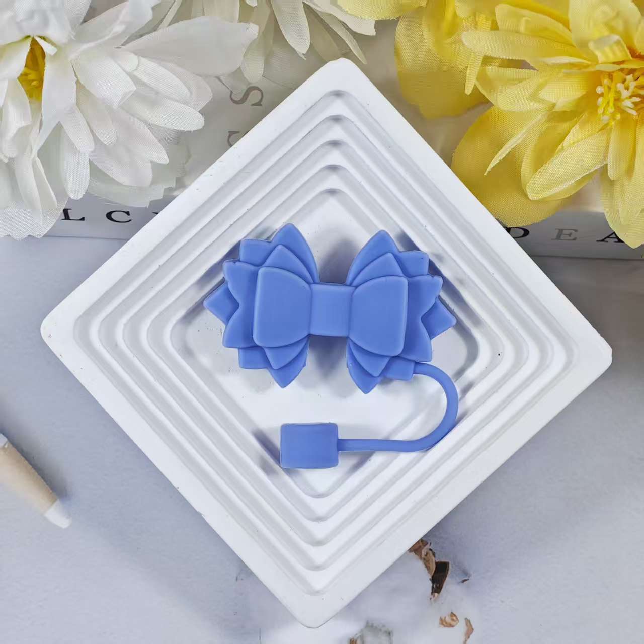 Wholesale 10pcs pink Bow Straw Tube Cap