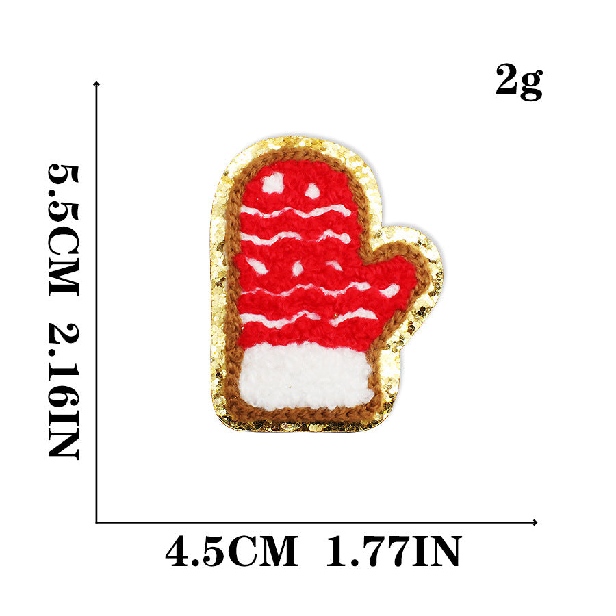 Wholesale Christmas Snowman Embroidered Chenille Sew On Patches Gold Trim For Clothing DIY Craft Supply