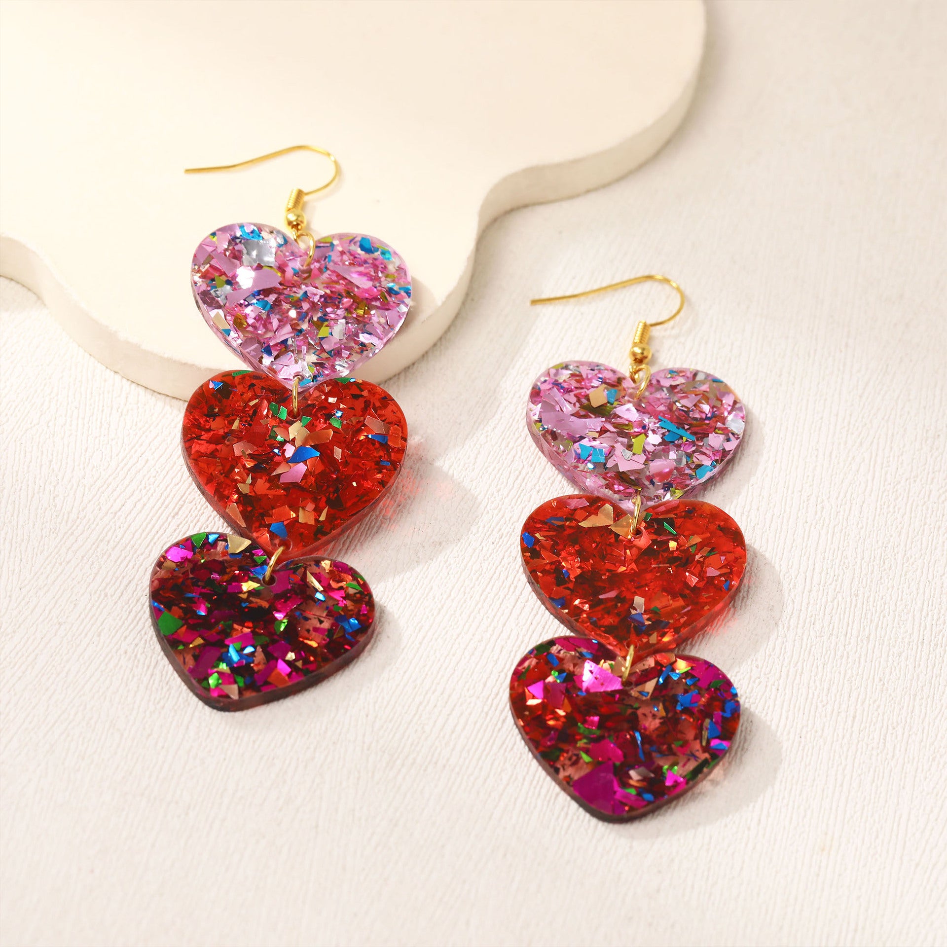 Wholesale Valentine' s Day heart-shaped acrylic earrings