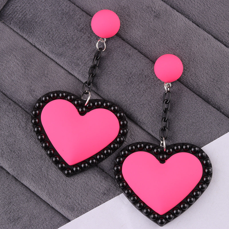 Wholesale Retro 3D Colorful Heart Acrylic Earrings