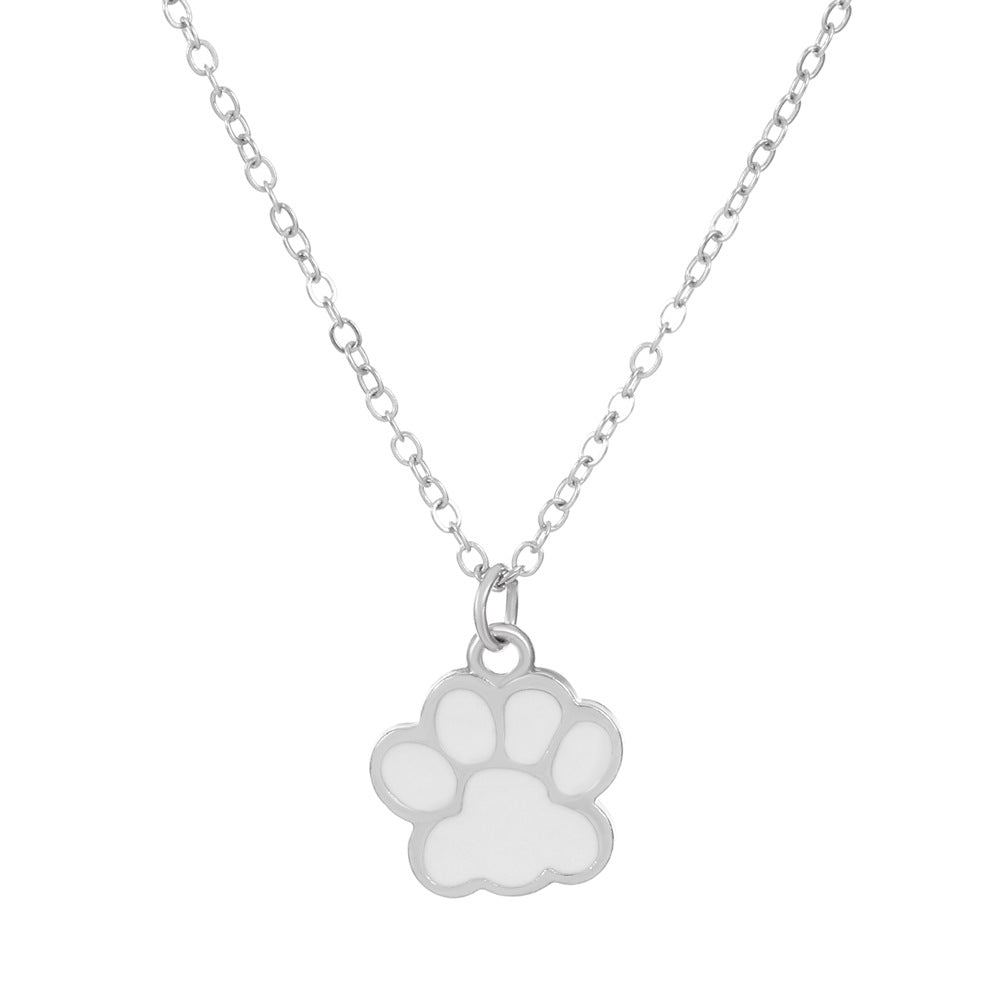 Wholesale Cute cat paw colorful cartoon pendant necklace
