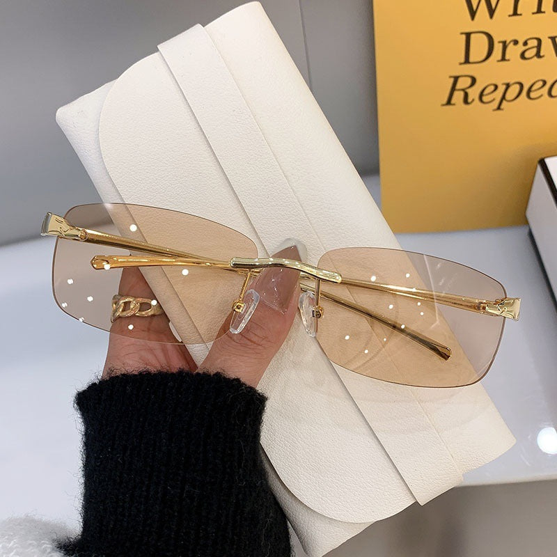 Wholesale Retro leopard head sunglasses frameless sunglasses