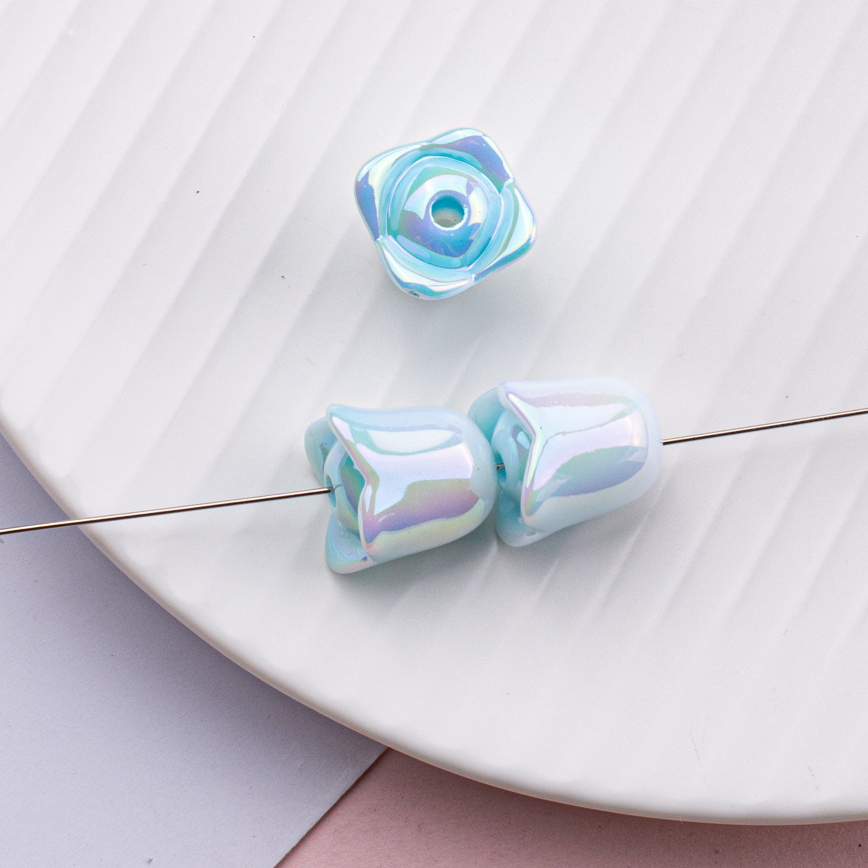 Wholesale 10pcs Acrylic Colorful Shells Mapei Orchid of the Valley Luminous Straight Hole Beads