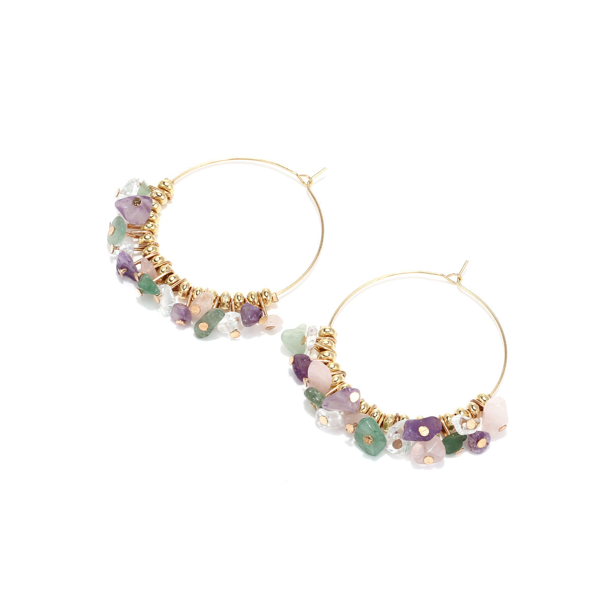 Wholesale Hand Beaded Colored Stones Alloy Earrings