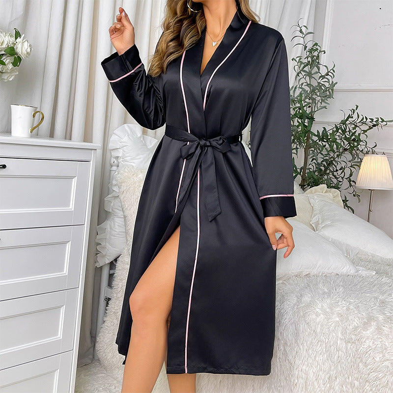Wholesale long bathrobe nightgown long sleeve women's sexy home wear pajamas pajamas