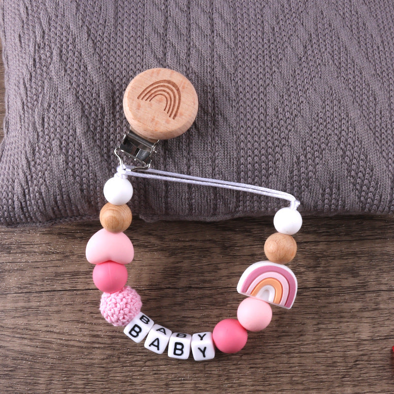 3pcs 3pcs Rainbow Beech Clip Pacifier Cadena Cadena Anti-Drop Clip