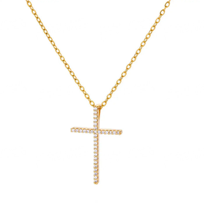 Wholesale Copper Micro-inlaid Zircon Fashion Snake Cross Necklace