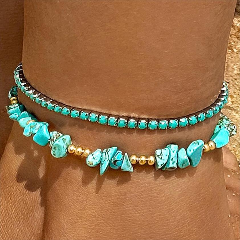 Wholesale Holiday style bohemian beaded stacking anklet starfish turtle shell pendant anklet five-piece set