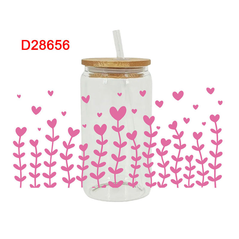 Wholesale Pink Love Valentine's Day Series 16oz Cup UV DTF Wraps