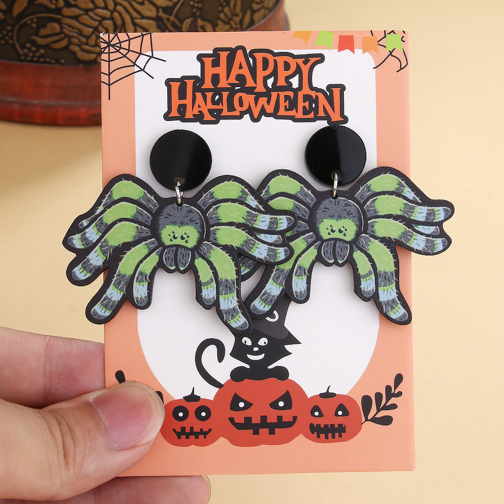 Wholesale Creative Spider Handmade Halloween Horror Ghost Spider Acrylic Earrings