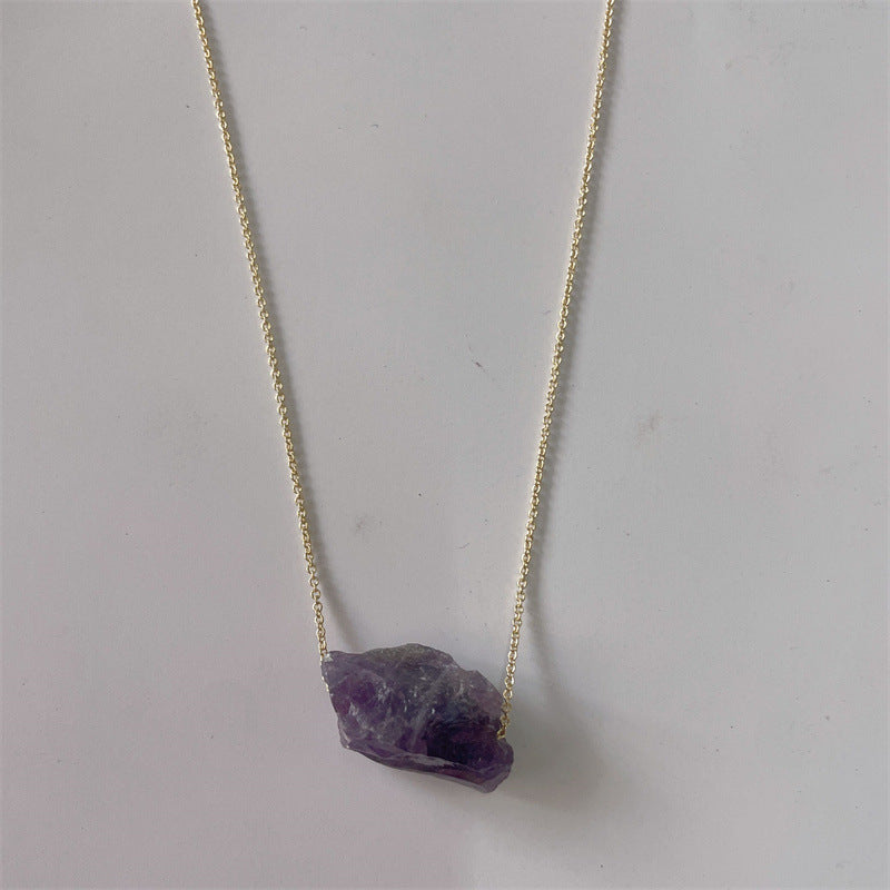Wholesale Crystal Rough Stone Irregular Natural Stone Pendant Necklace