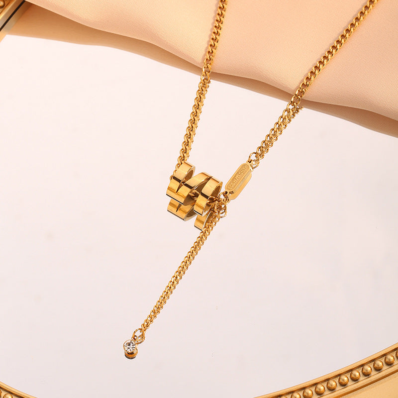 Wholesale Titanium Steel Simple and Versatile Forest Fringe Clavicle Chain