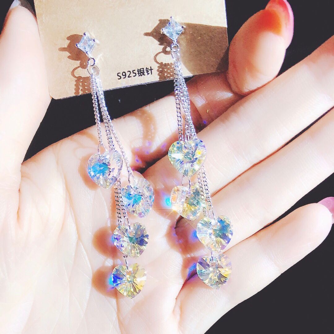 Wholesale Long Tassels Crystal Earrings