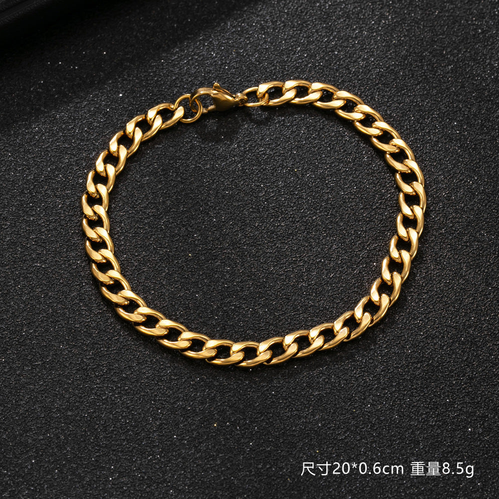 Wholesale Hip hop trendy Cuban chain titanium bracelet