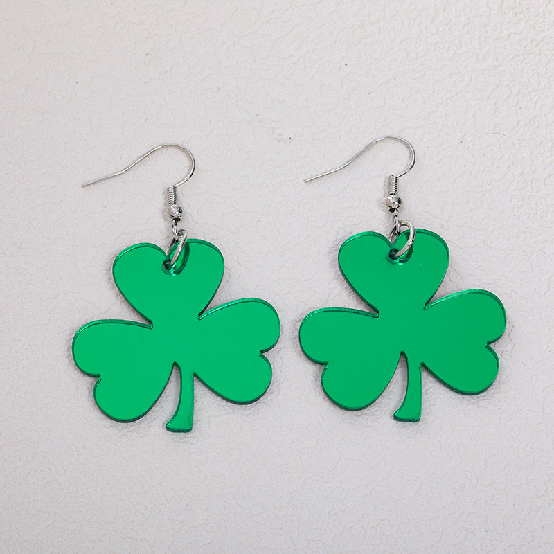 Wholesale St. Patrick's Day Clover Green Acrylic Women Earrings