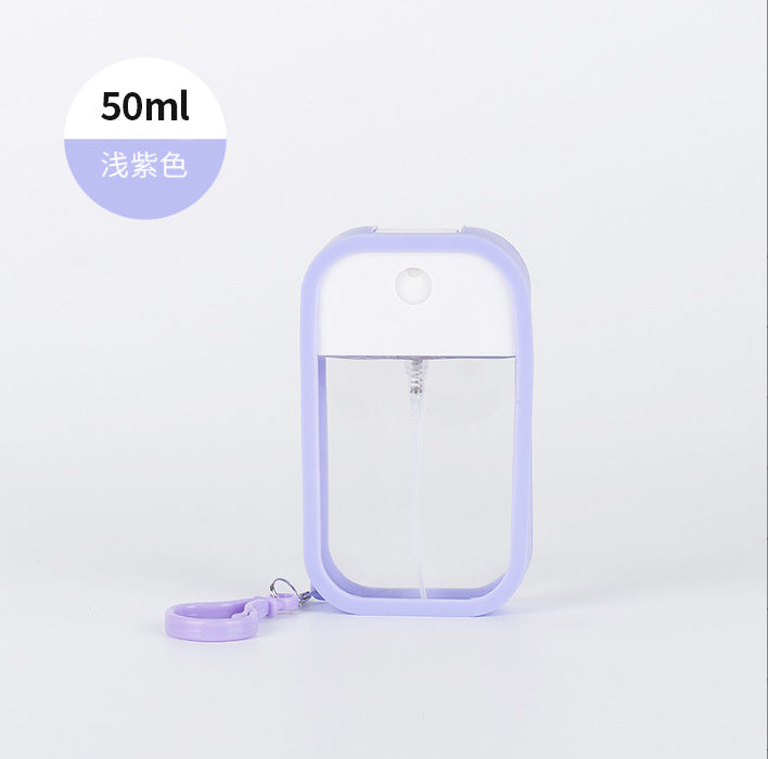 Wholesale 50ml Portable Travel Press silicone hook alcohol Toner hydrating portable perfume sub-packaging empty bottle card spray bottle