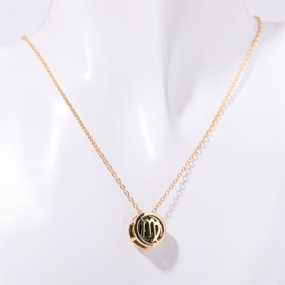 Wholesale Double sided hollow twelve contion gold-plated necklace