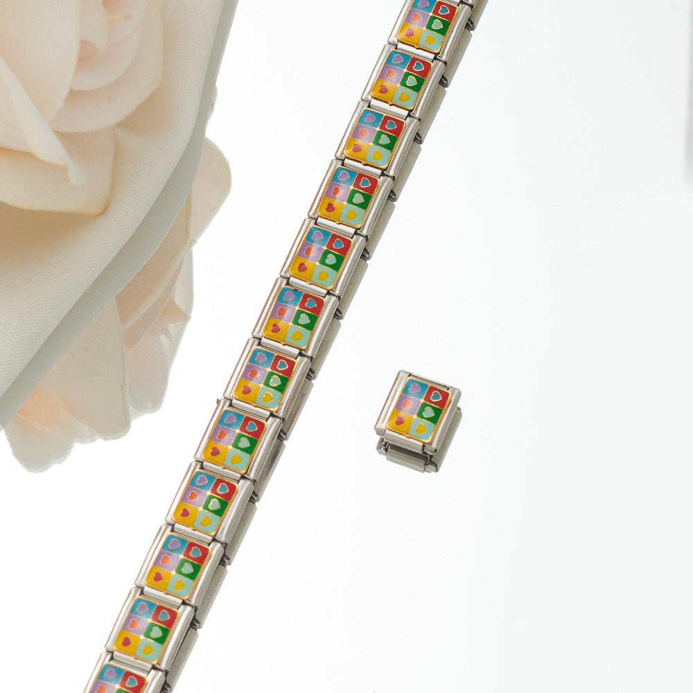 Wholesale Best-selling Module Bracelet Titanium Steel Oil Matching Stitching diy Unisex Bracelet