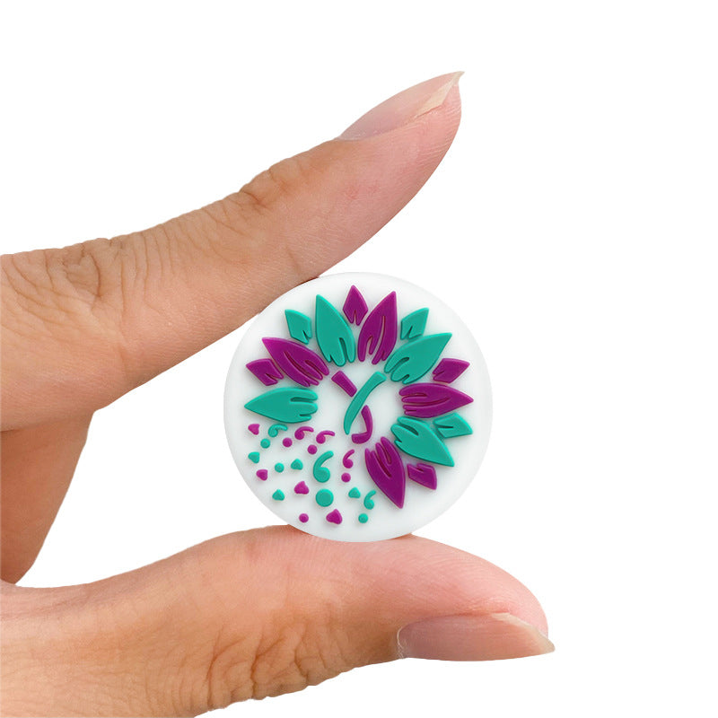 Wholesale 10PCS DIY Blue Purple Flower Cartoon Silicone Beads