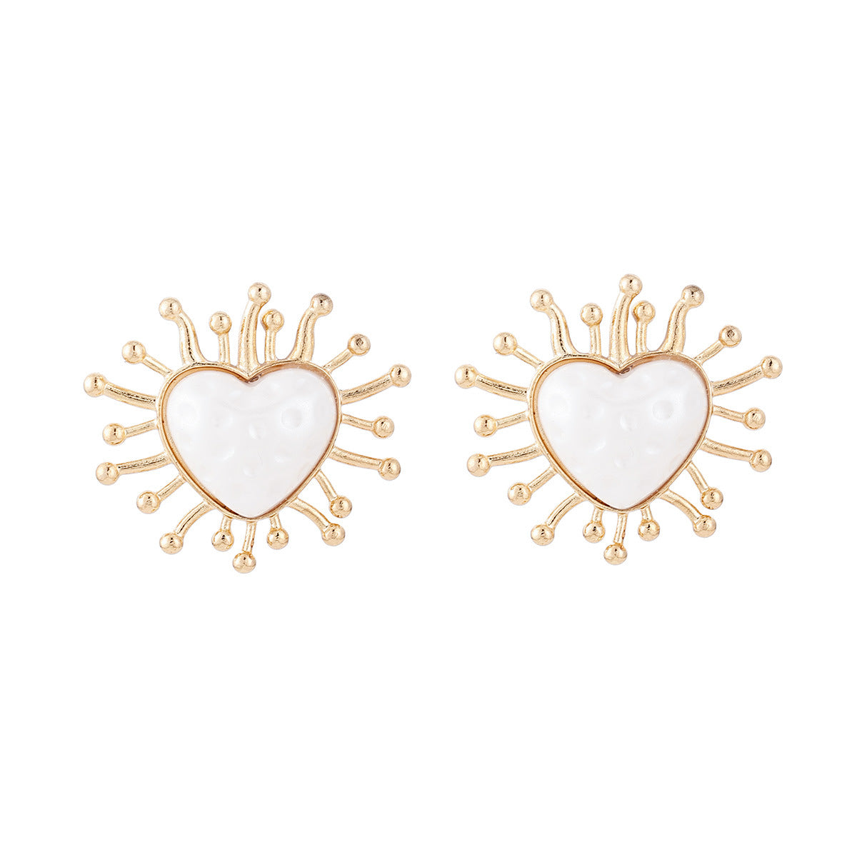 Wholesale Sunflower irregular heart-shaped geometric tassel earrings