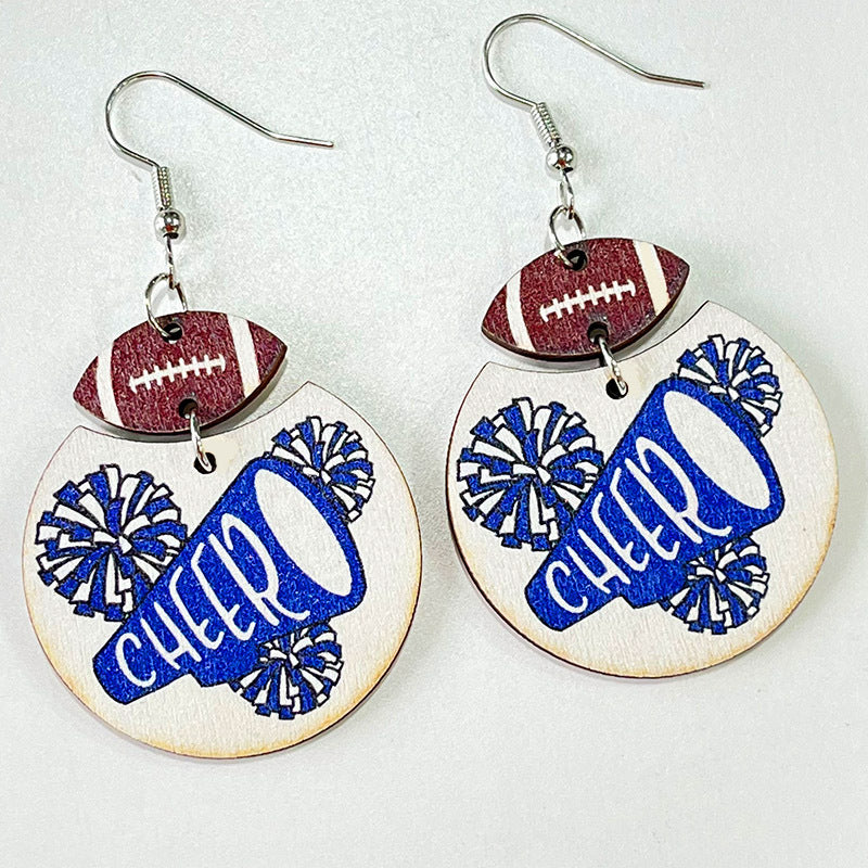 Wholesale 2pairs/pack Football Cheerleading Multicolor Baseball Earrings