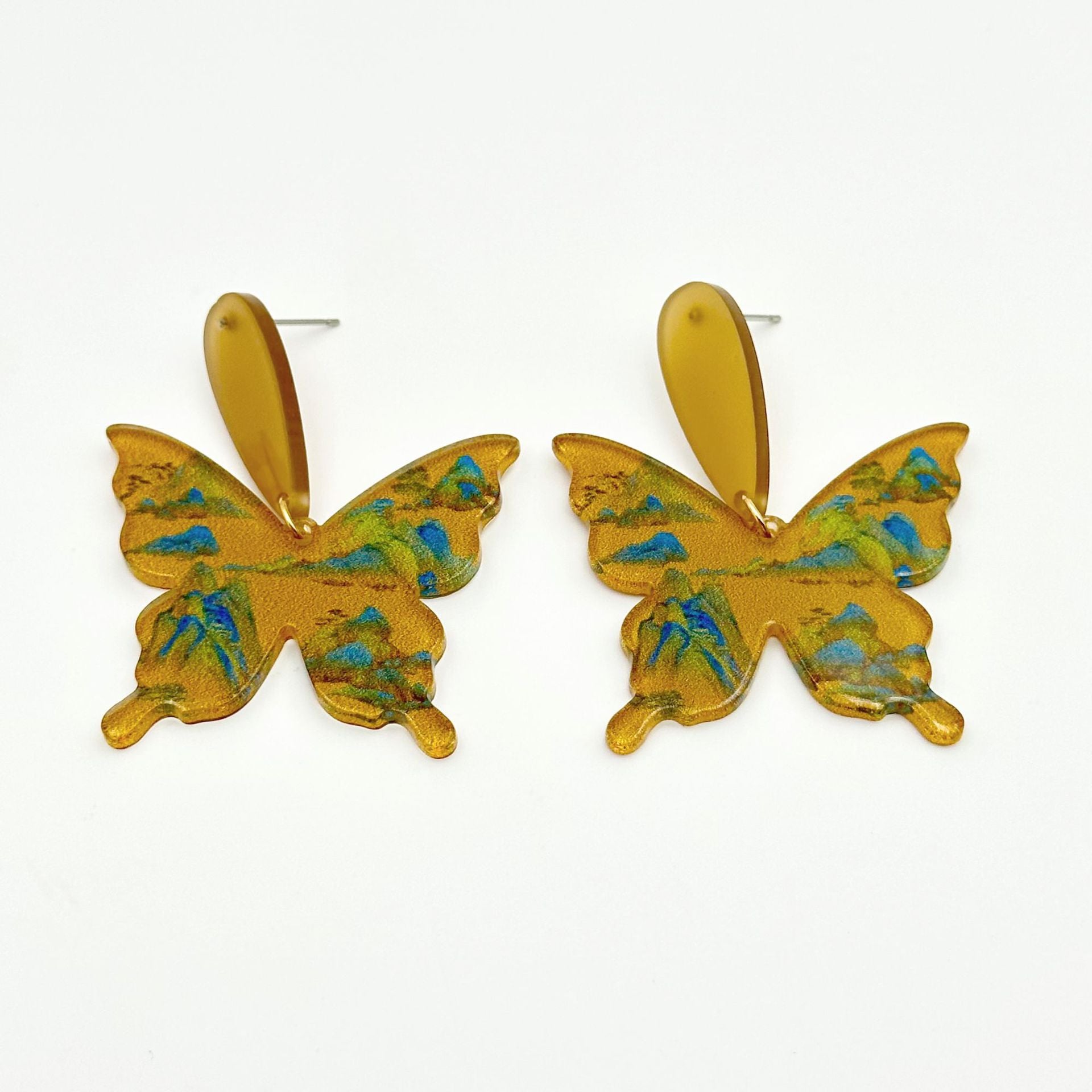 Wallesar Ink Butterfly Calligraphy Antique Earrings