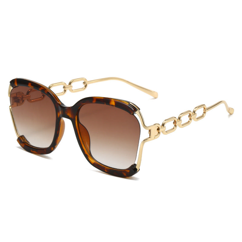 Wholesale Chain Fashion Metal Hollow Brushed Sunglasses