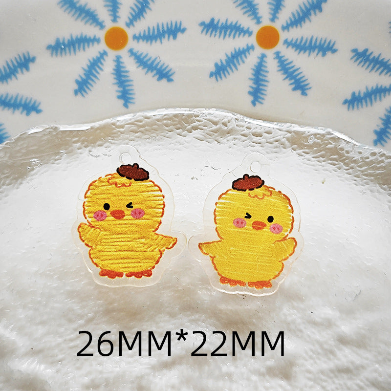 Wholesale 10pcs Double-sided bow three-dimensional relief acrylic jewelry accessories DIY pendant with holes cartoon character cute