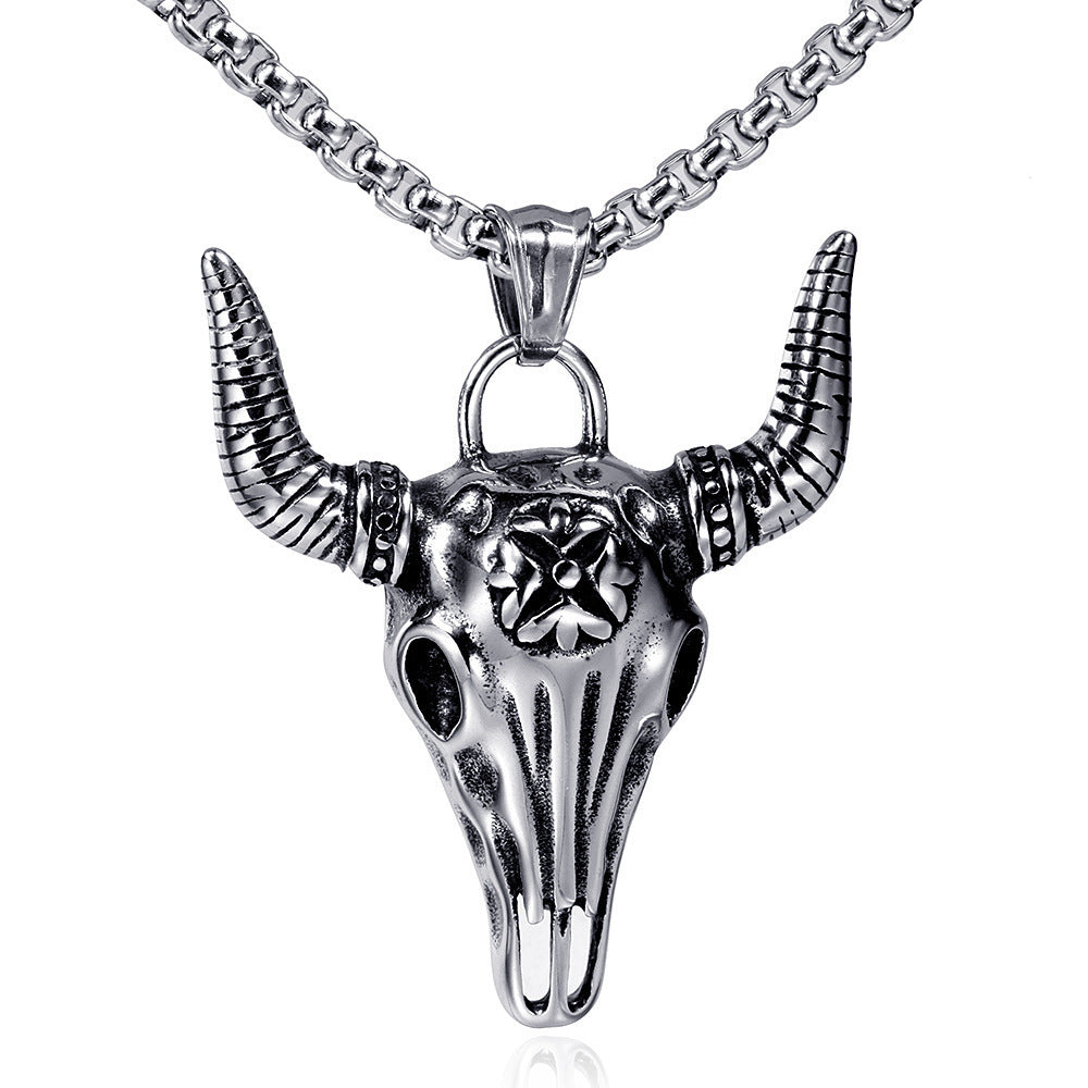 Wholesale  Ghost Pendant Necklace Vintage Personality Halloween Mask Stainless Steel Necklace Jewelry