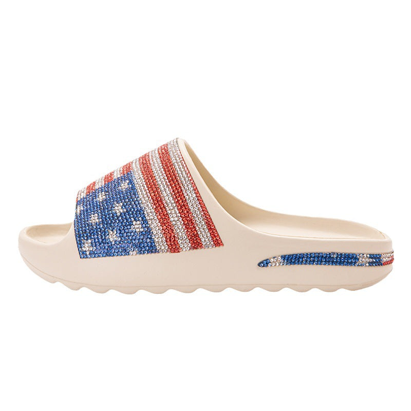 Wholesale American Independent Coconut Slippers with Diamonds