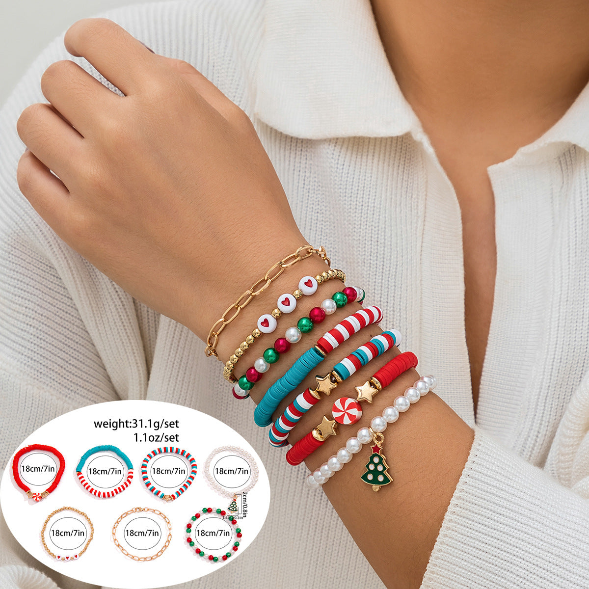 Wholesale Christmas letter contrasting bracelet Layered Bracelet Set