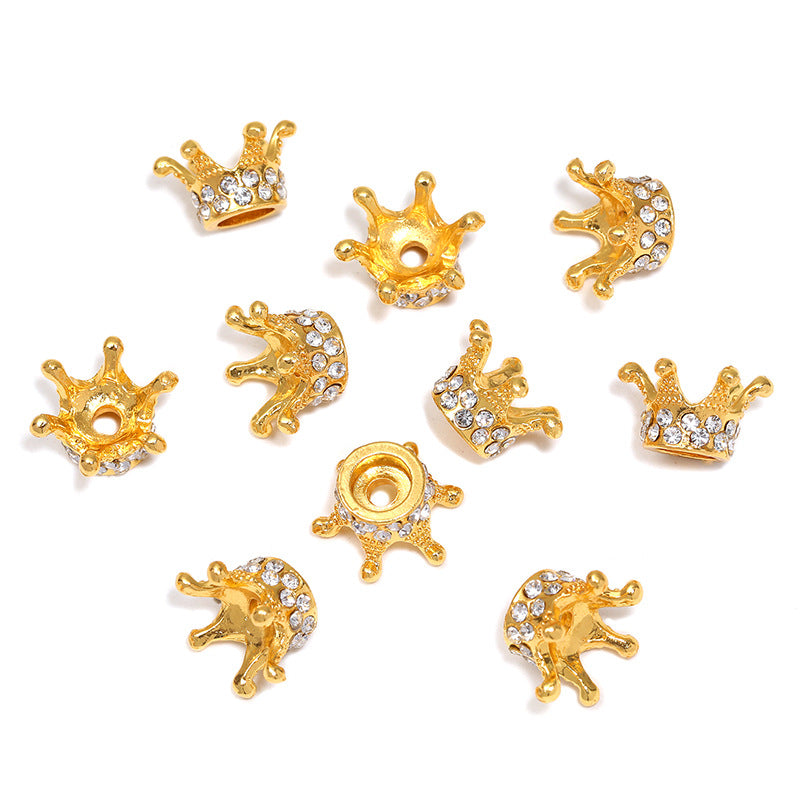 Wholesale 10pcs electroplated 3D crown separated beads