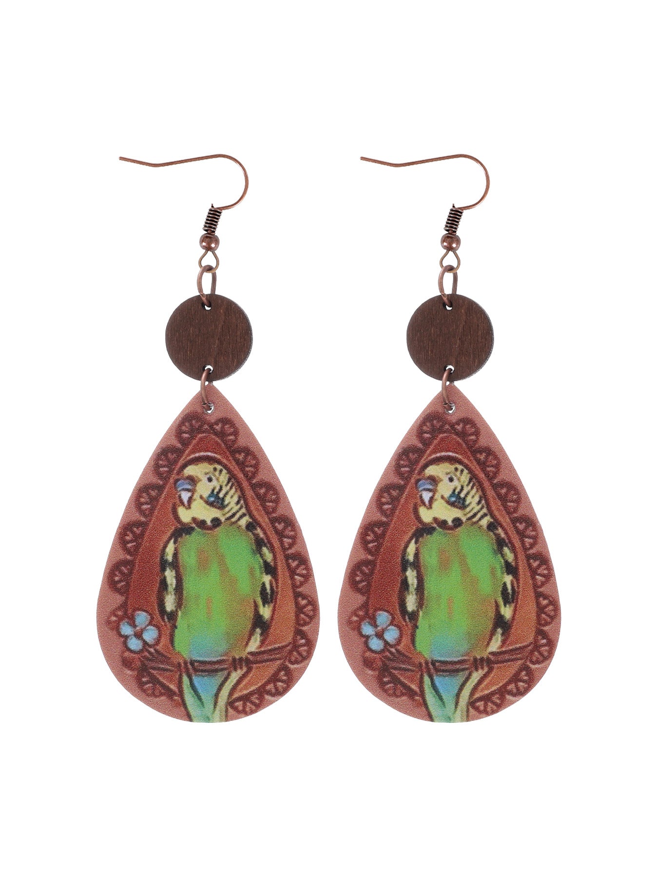 Wholesale Cactus-patterned leather earrings