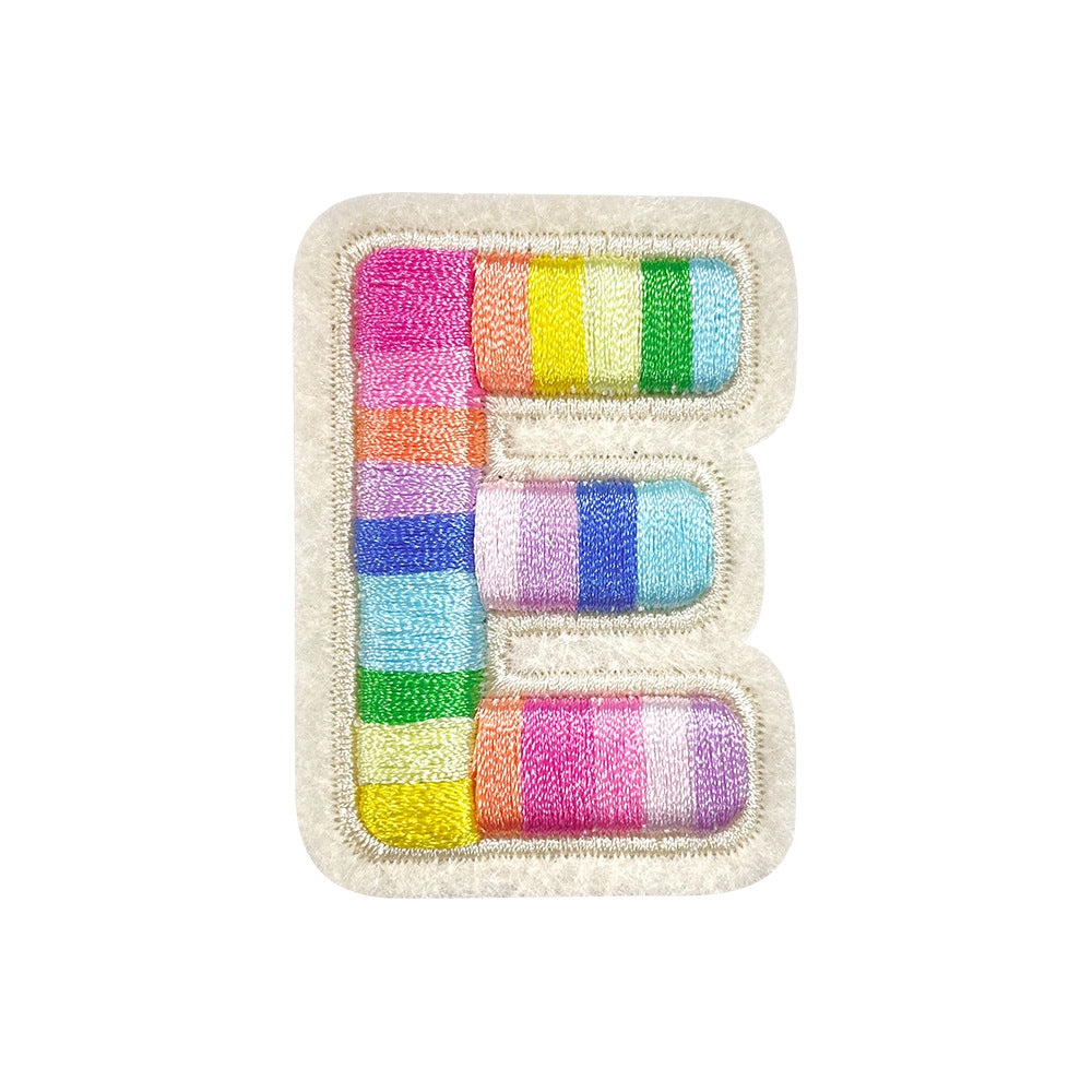 Wholesale Rainbow 3D Embroidered 26 Alphabet Letter Patches Self Adhesive DIY Fashion Accessory For Shoes Hats