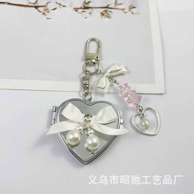 Wholesale Colorful Bow Love Mirror Metal Keychain