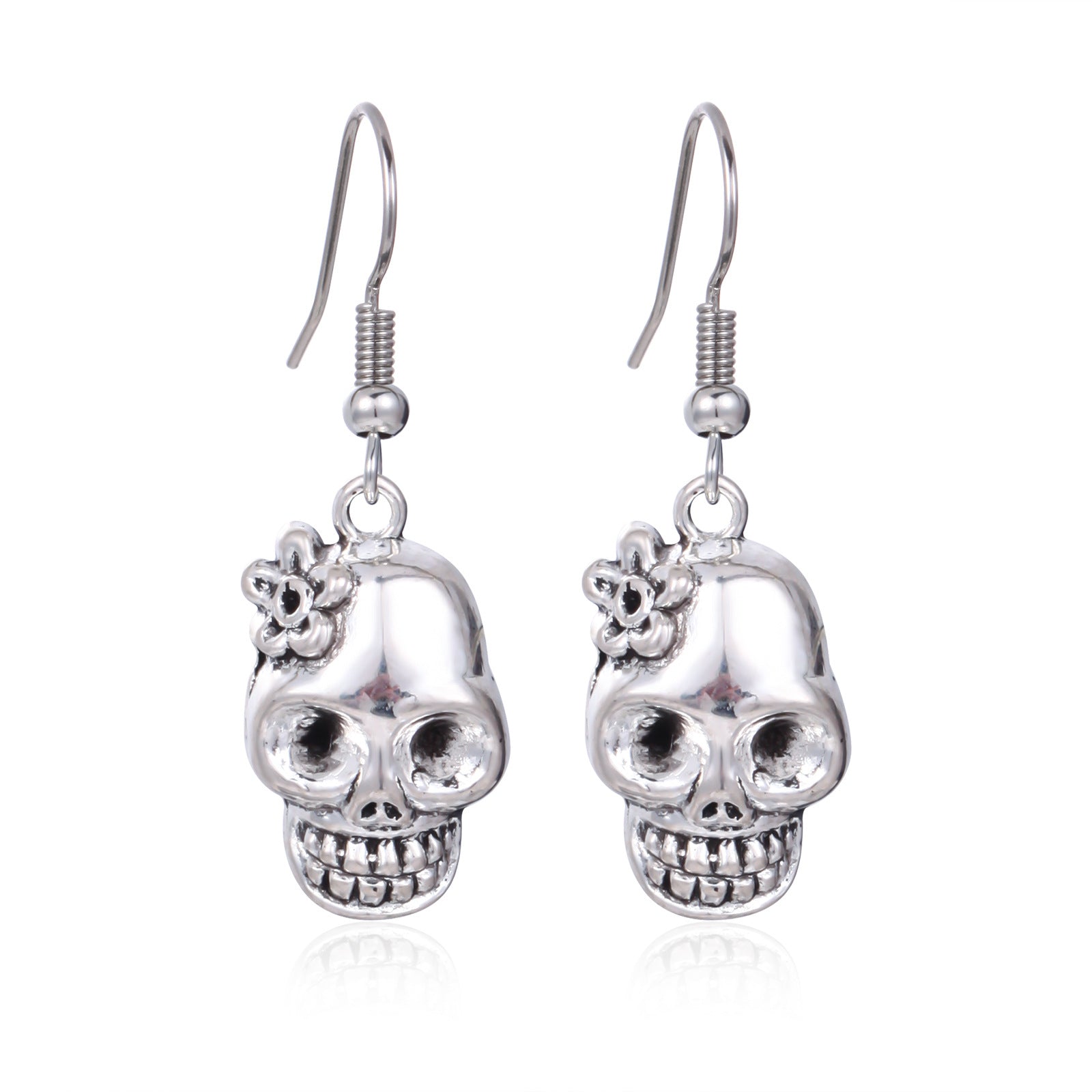 Wholesale  Skull Pumpkin Earrings Silver Tone Zinc Alloy Rhinestone Jewelry Party Wear For Women