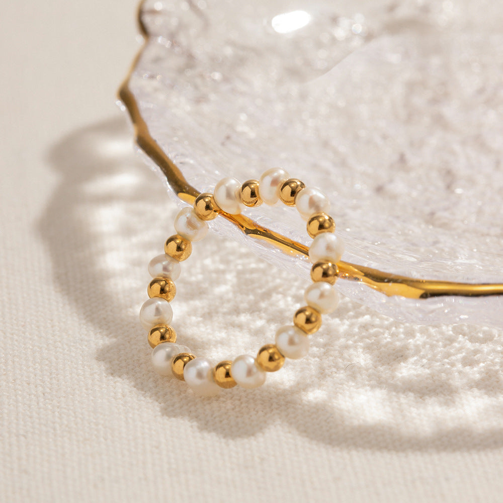 Anillo de pelota de perla de oro de 18k al por mayor