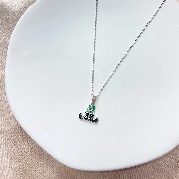 Wholesale Christmas Series Diamond Wreath Stainless Steel Necklaces