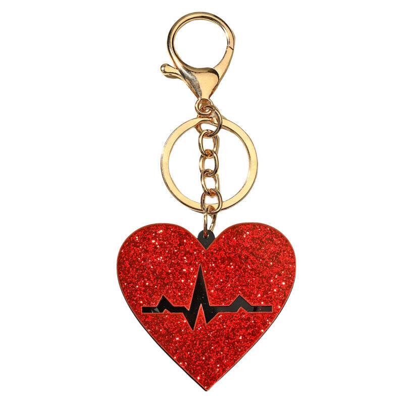 Wholesale Sparkling Pink Love Shaped Acrylic Keychains