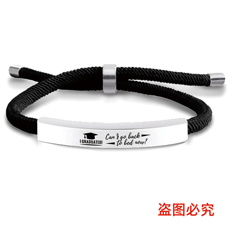 Wholesale Stainless Steel Braided 2024 Graduation Season Day Engraved Bracelet