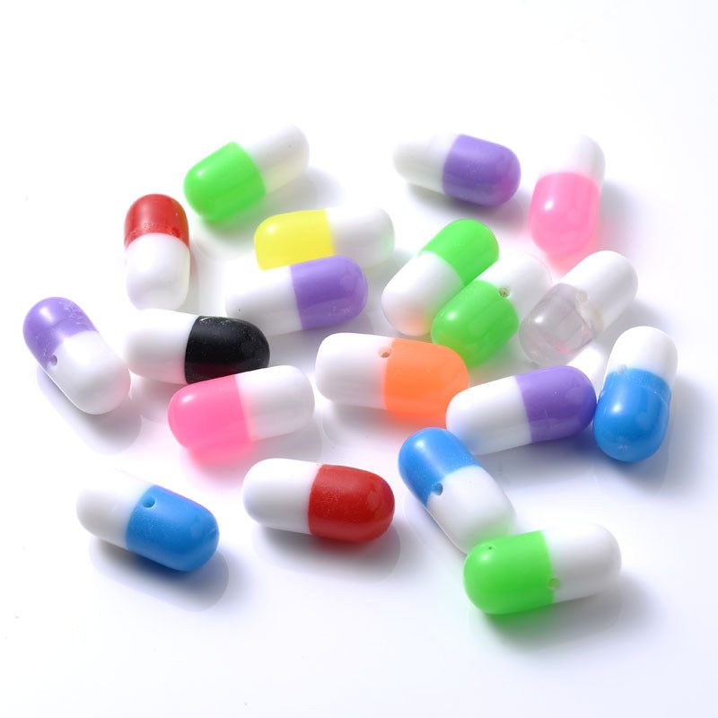 Wholesale 100pcs/pack 6*12mm Half-hole Imitation Pill Capsule Resin Beads