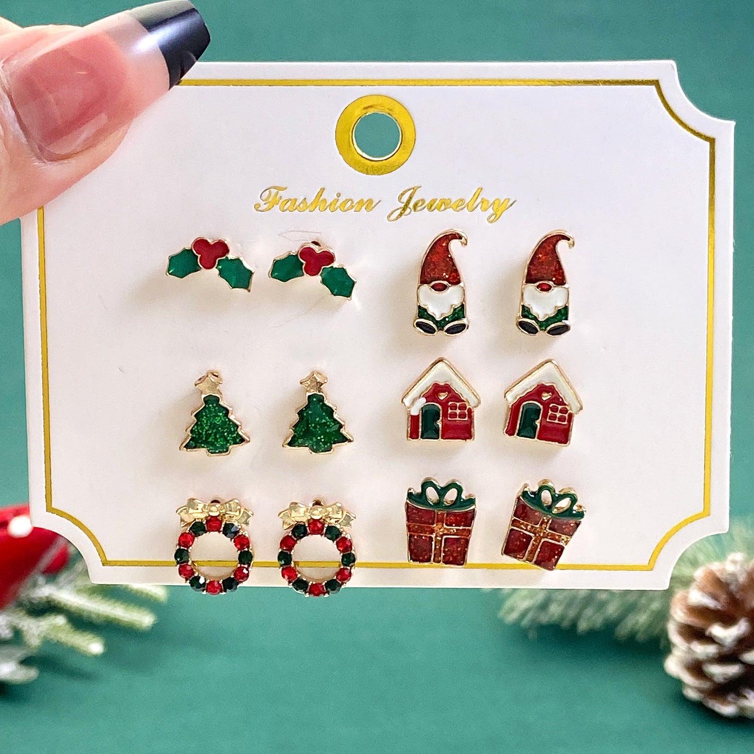 Wholesale Cute Elk Santa Claus Snowman Cartoon Oil Drop Christmas Earrings