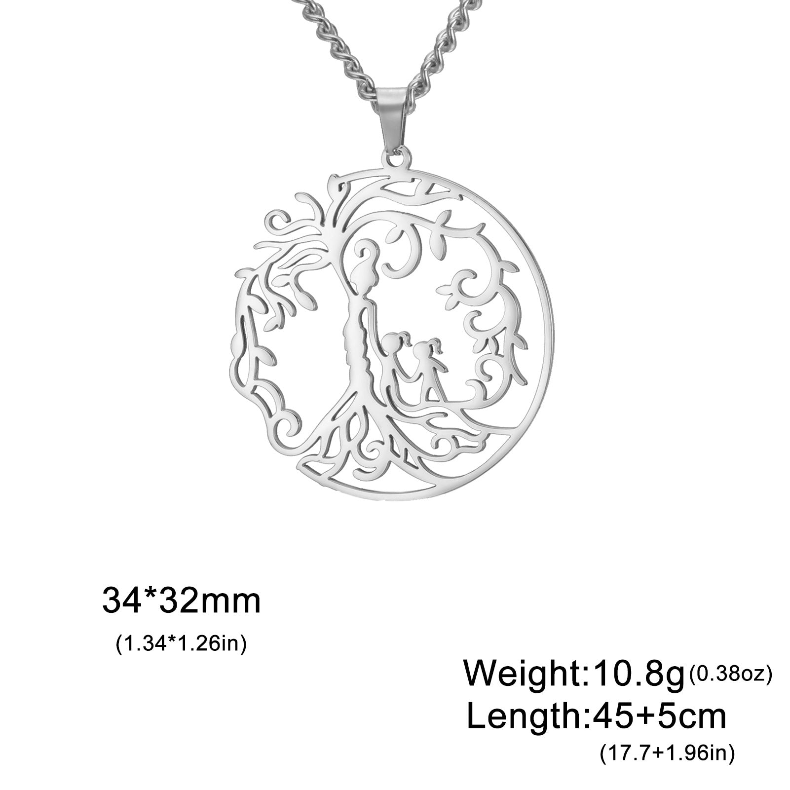 Wholesale Mother' s Day electroplated Tree of Life parent-child Stainless steel necklace