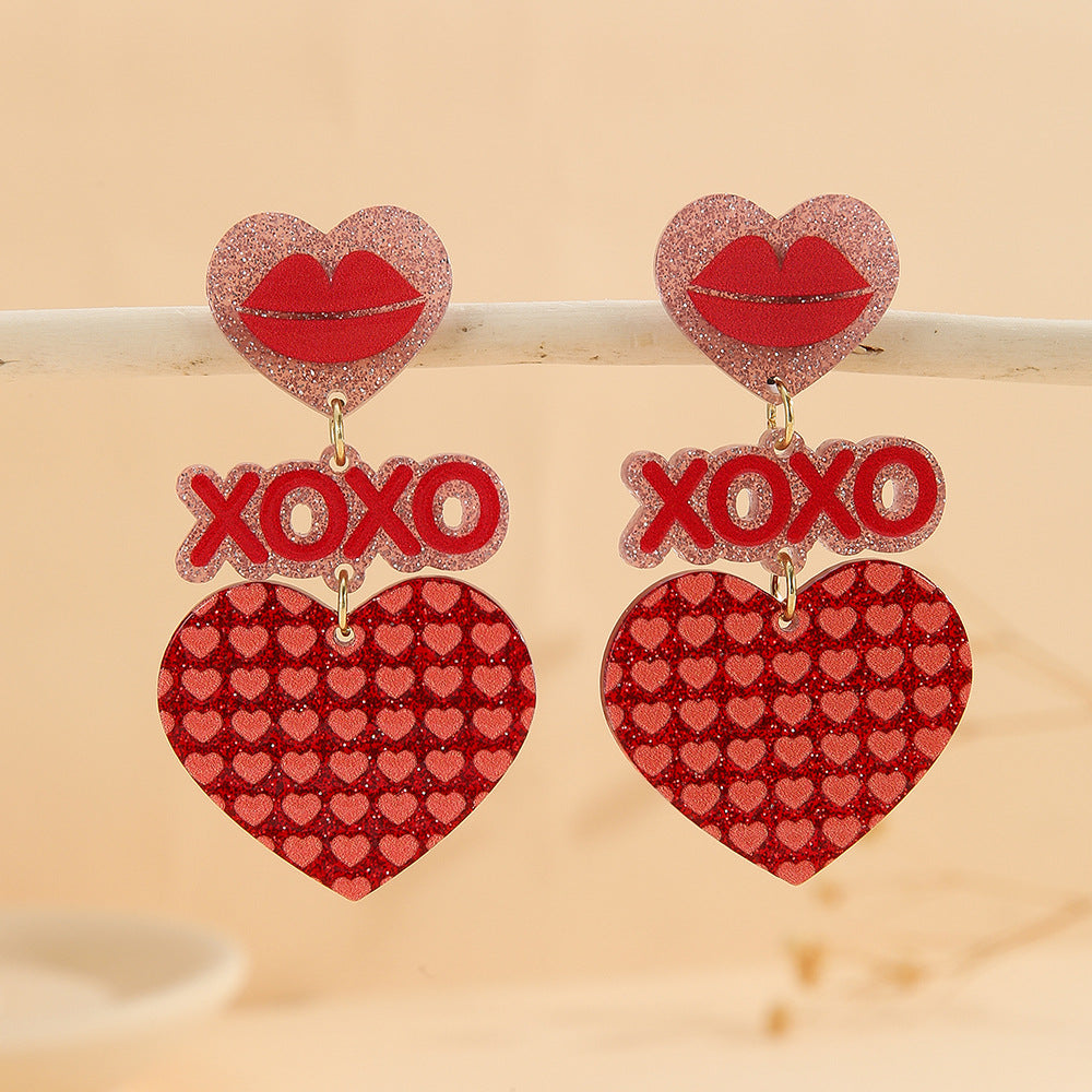 Wholesale Valentine' s Day Love Sparkling Acrylic Earrings