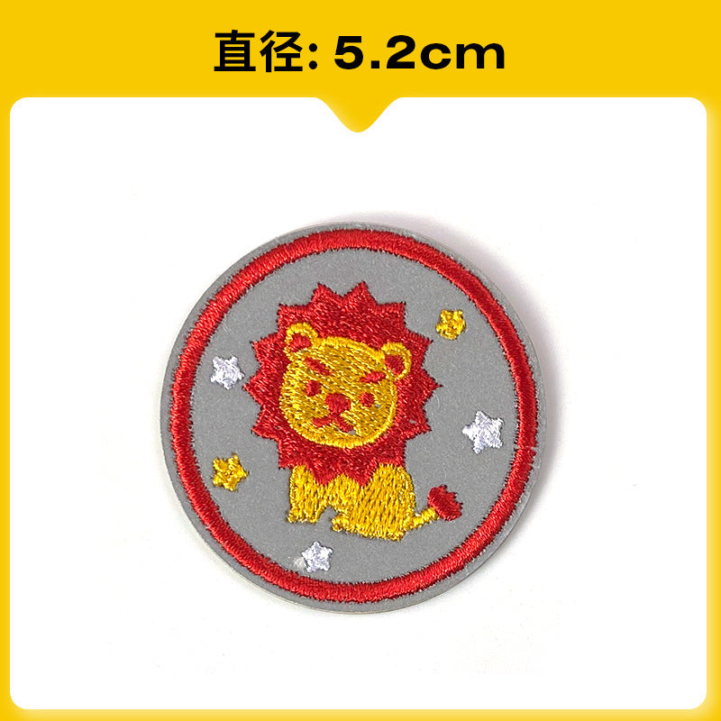 Wholesale Chic Reflective Cartoon Embroidered Patch For Backpack Coat School Bag Safety Decorative Badge